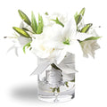 Rose & Lily Bouquet in Glass Vase in Ivory White