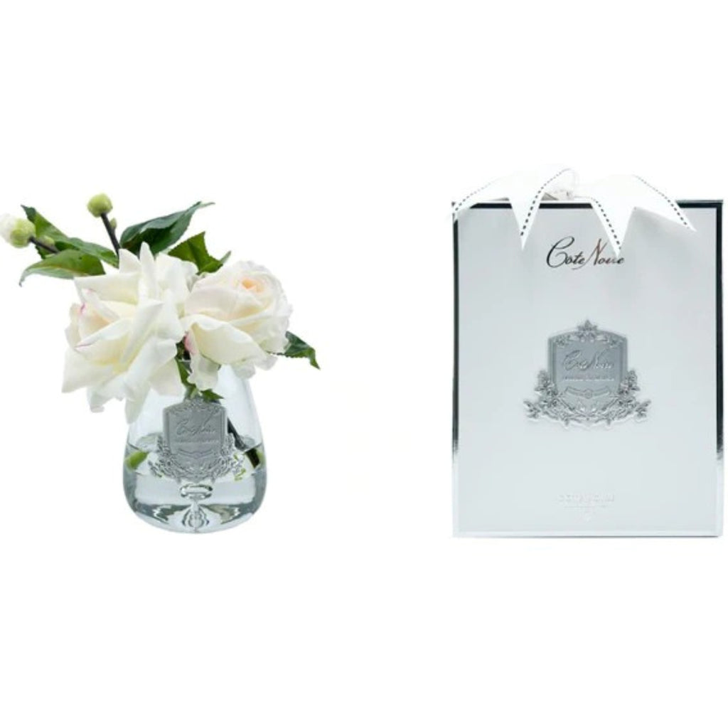 Tea Rose Bouquet in Glass Vase – Artificial Silk Flowers