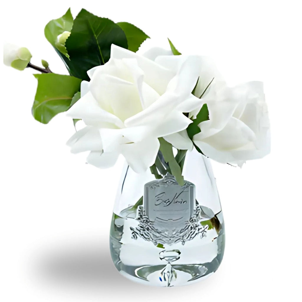 Tea Rose Bouquet in Glass Vase – Artificial Silk Flowers
