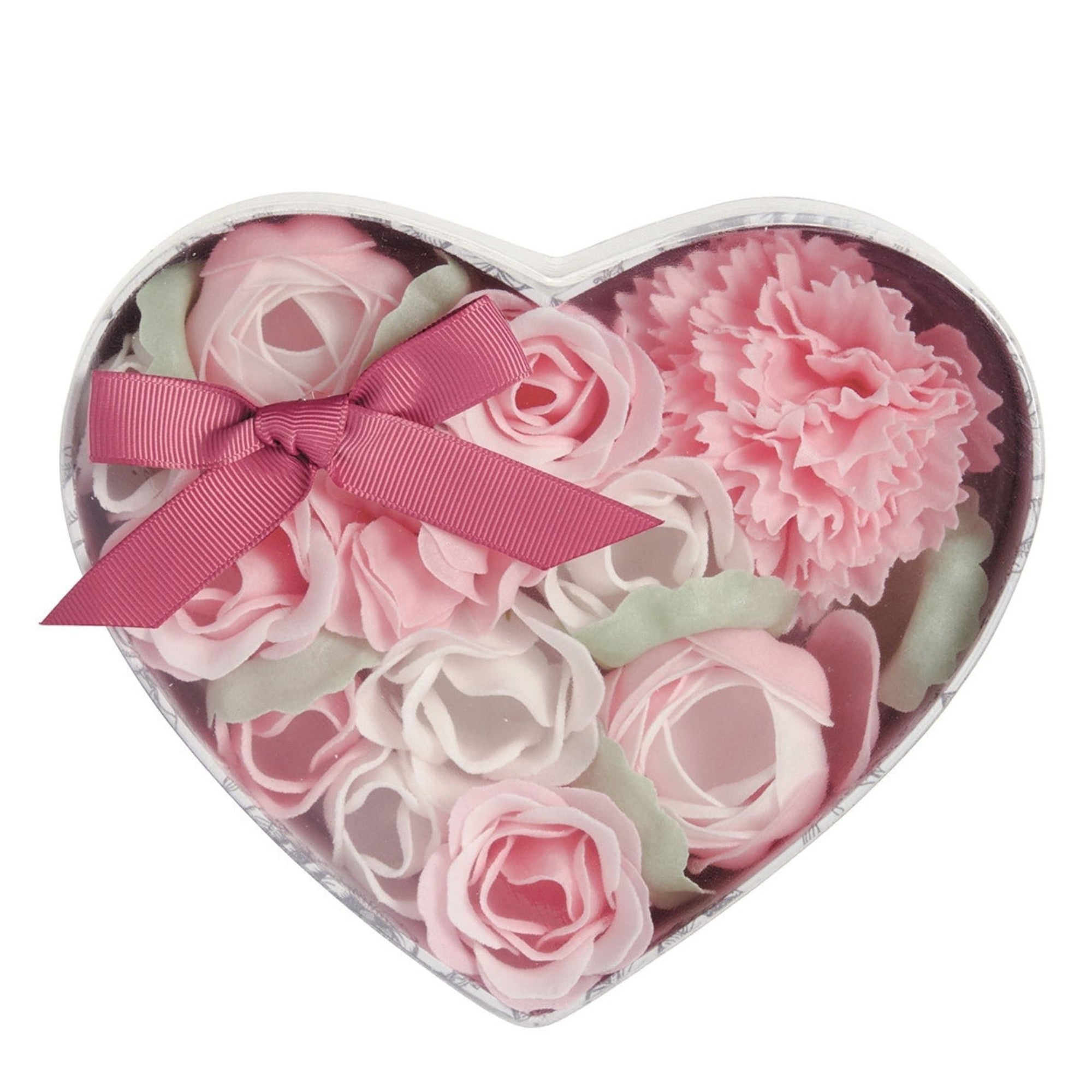 Mathilde "Rose Fragrance" Heart Box Bouquet Soap Flower Garden in Pink and White