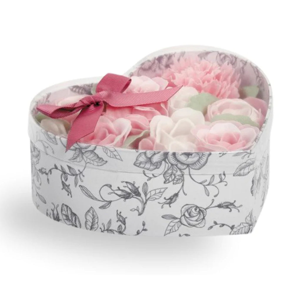 Mathilde "Rose Fragrance" Heart Box Bouquet Soap Flower Garden in Pink and White