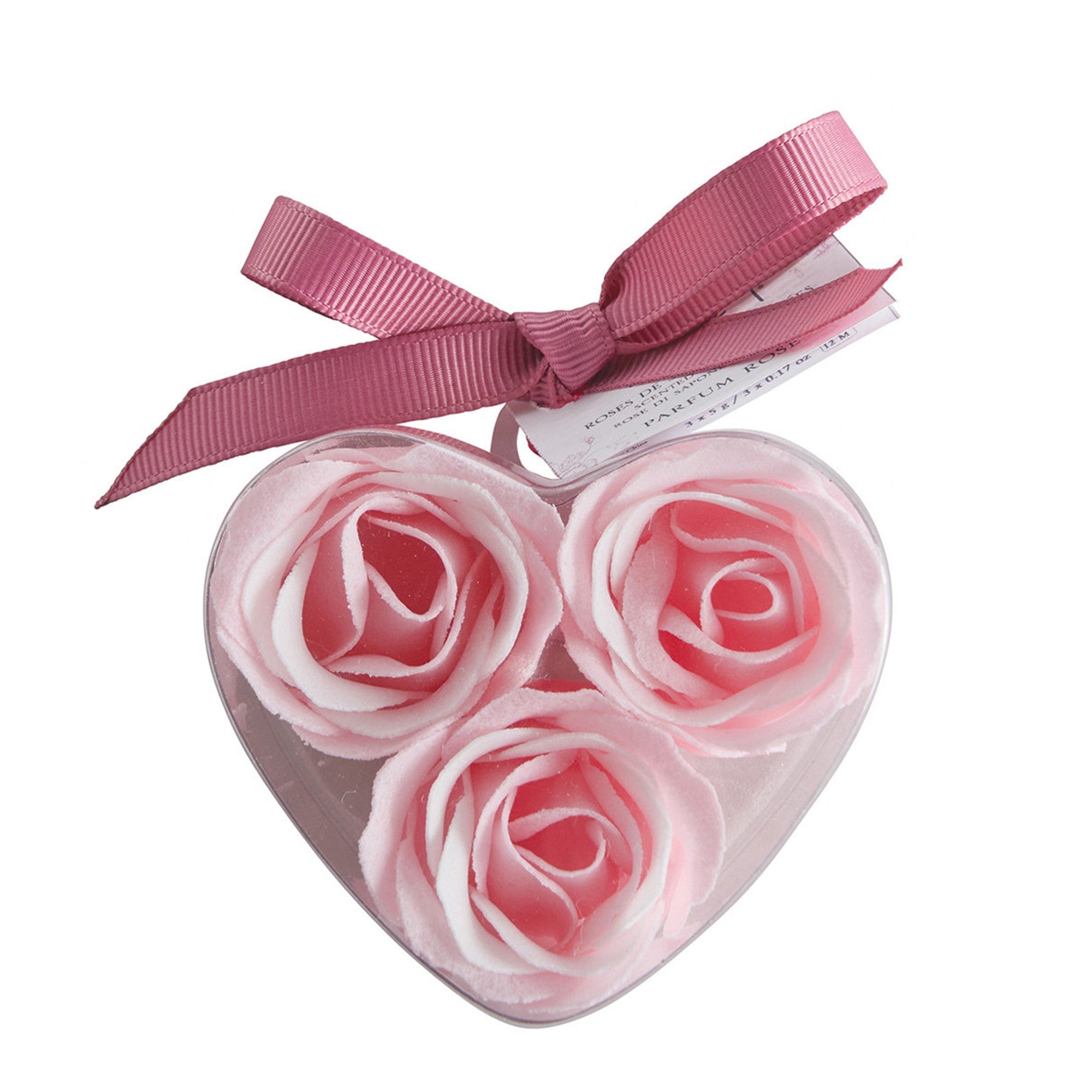 Mathilde "Rose Fragrance" Heart Shaped Box with 3 Pink Soap Roses