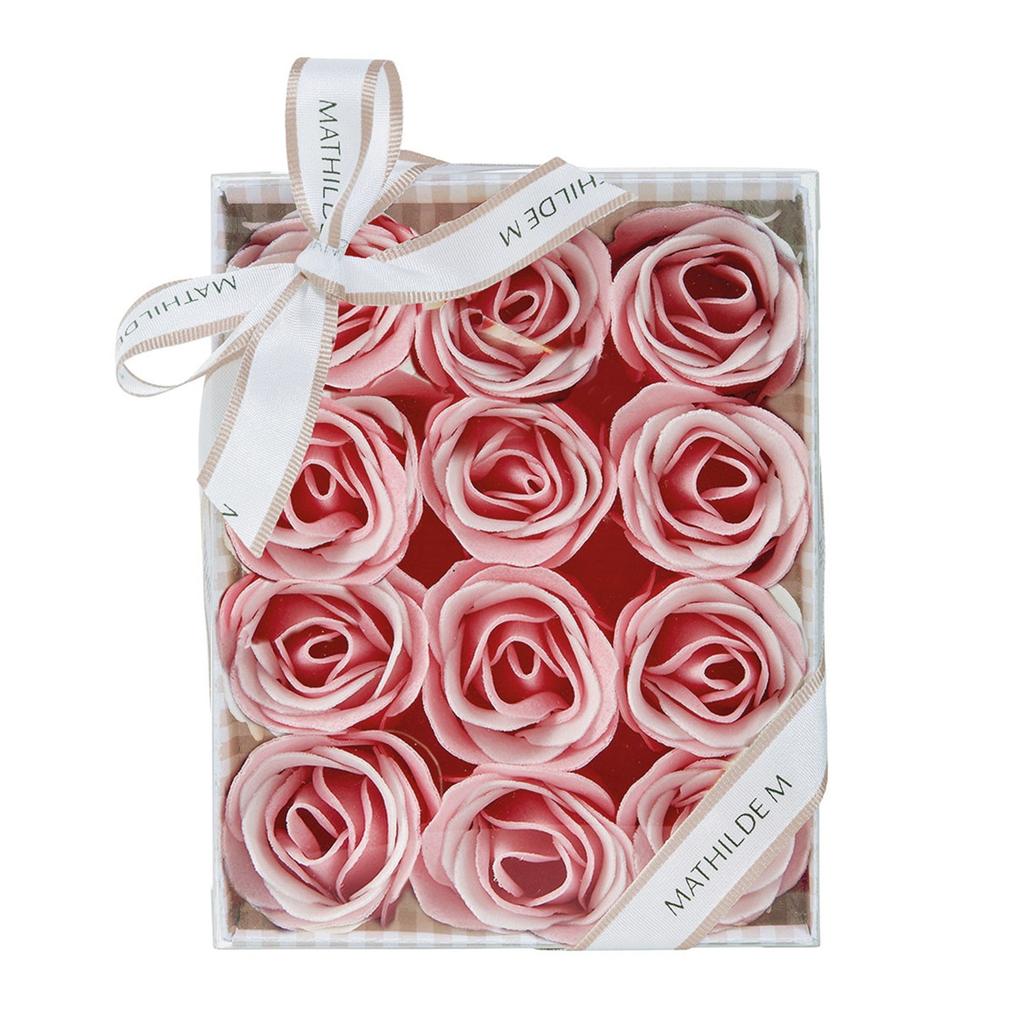 Mathilde "Rose Fragrance" Set of 12 roses in Pink and White Soap Sheets