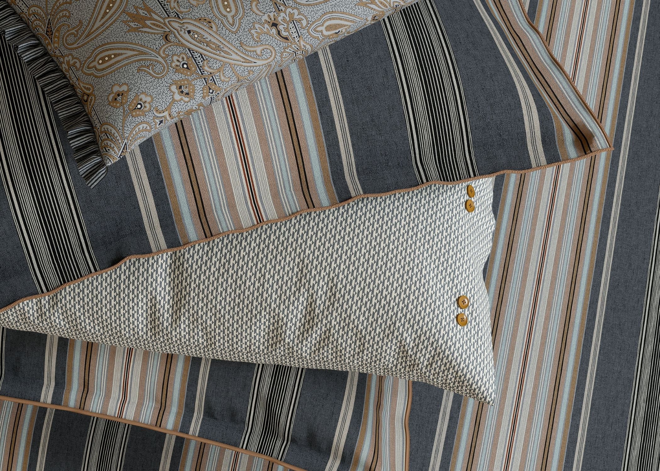 Bedeck of Belfast "Oscar" Duvet Cover and Oxford Pillowcase in Charcoal & Tan