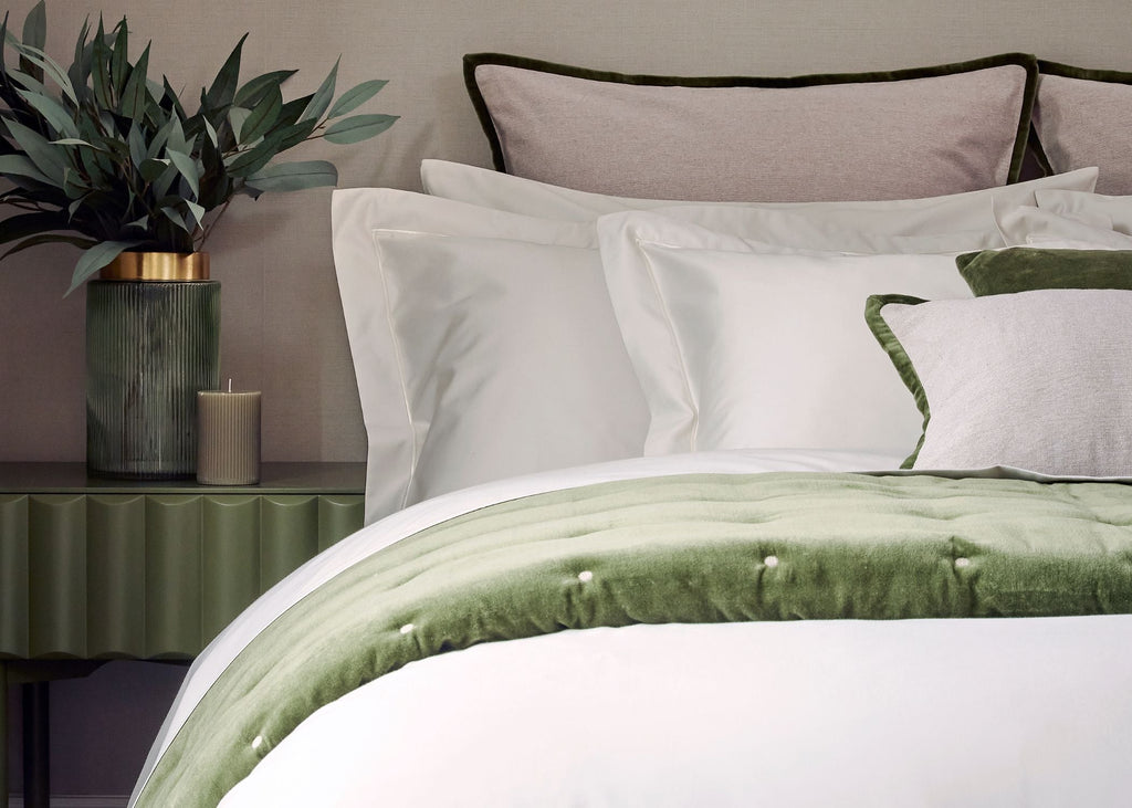 Christy "500TC Hygro Cotton Sateen" Bed Linen with Parchment boarder Stitch