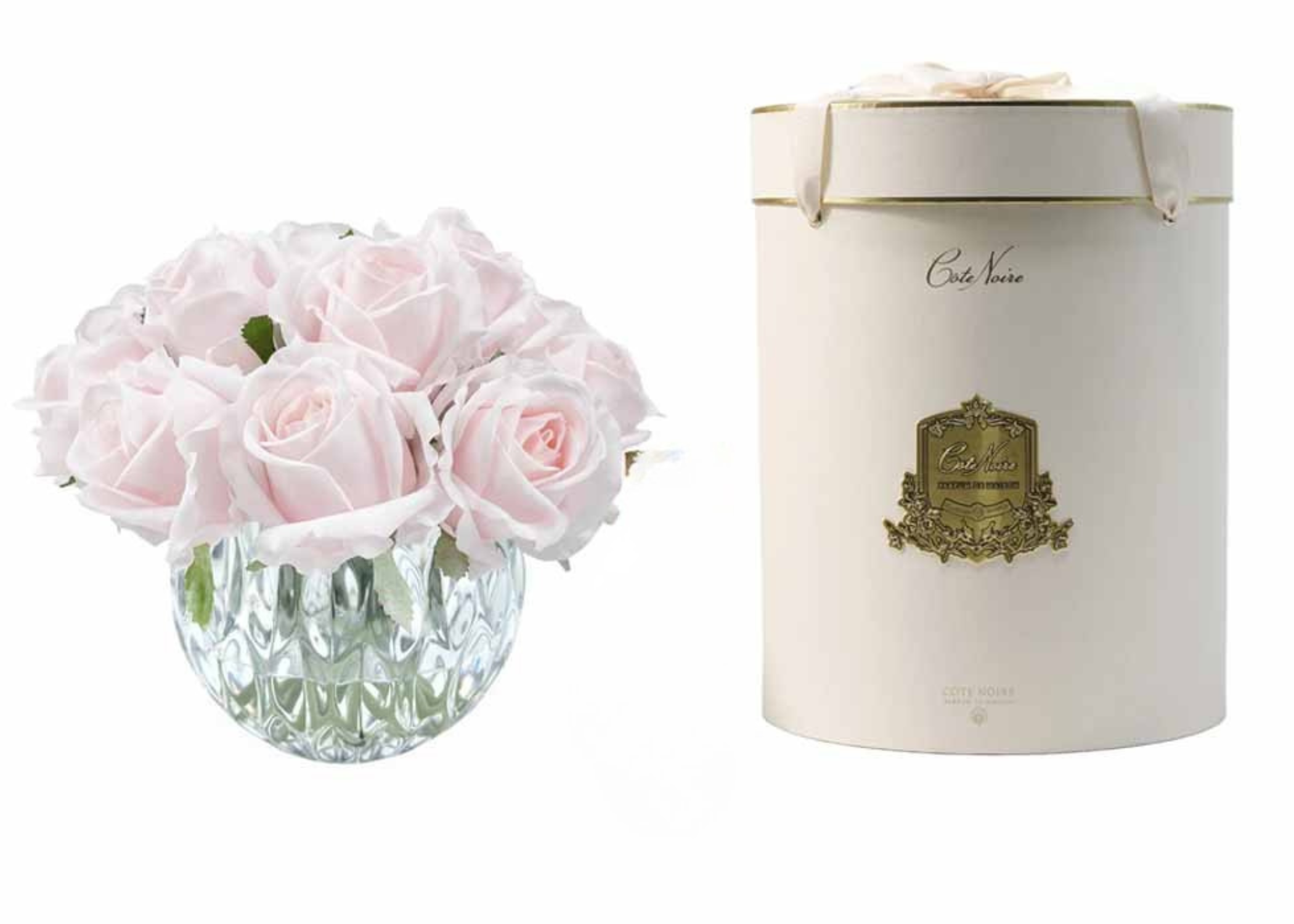 Linen Obsession "Rose Buds Bouquet" in Glass Vase – 13 Artificial Silk Flowers