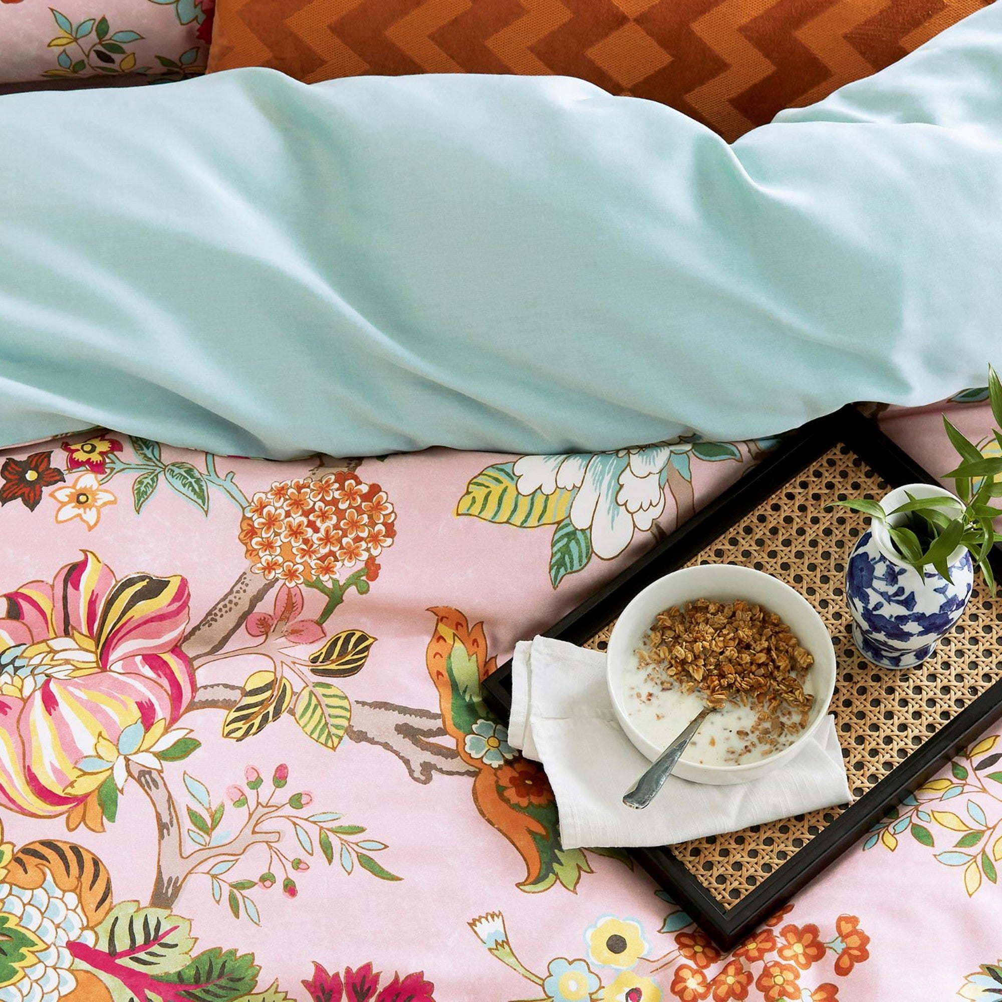 Sanderson "Fusang Tree" Duvet Cover in Peach Blossom