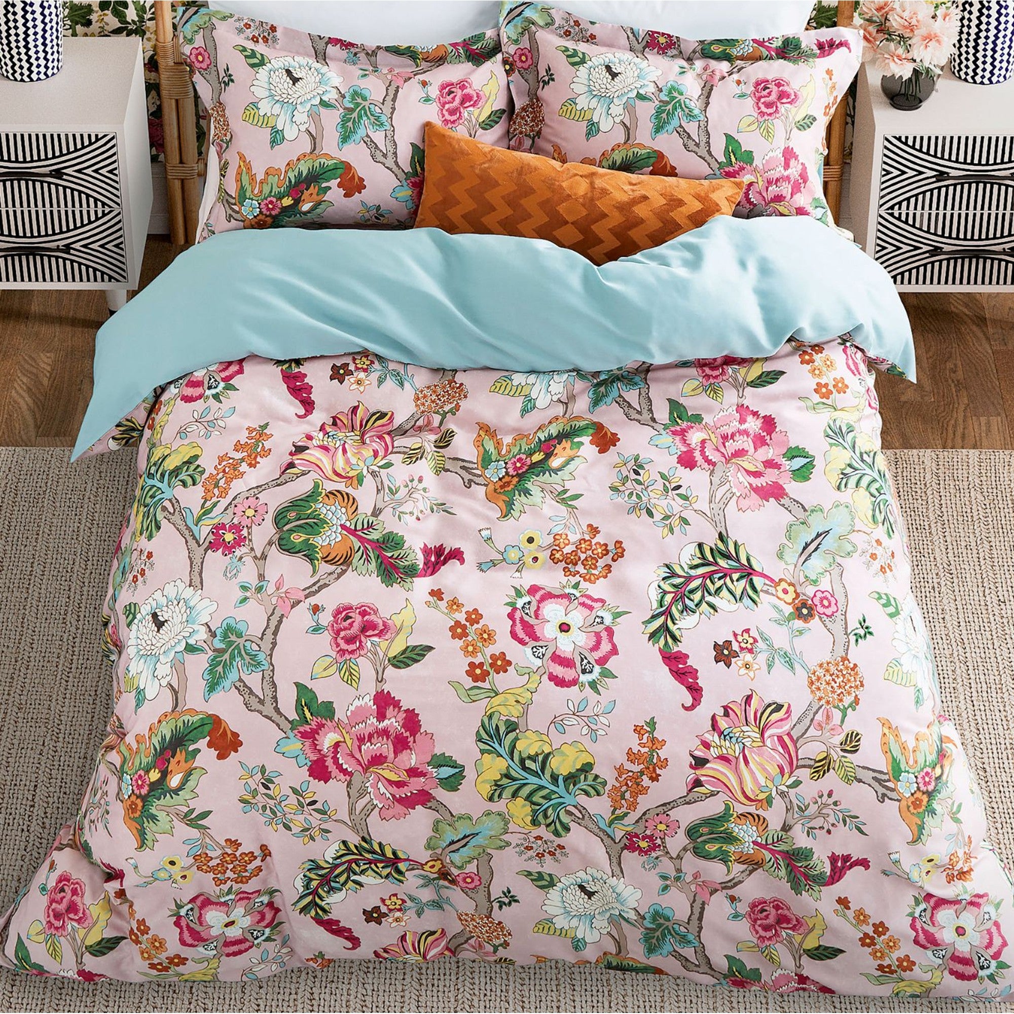 Sanderson "Fusang Tree" Duvet Cover in Peach Blossom