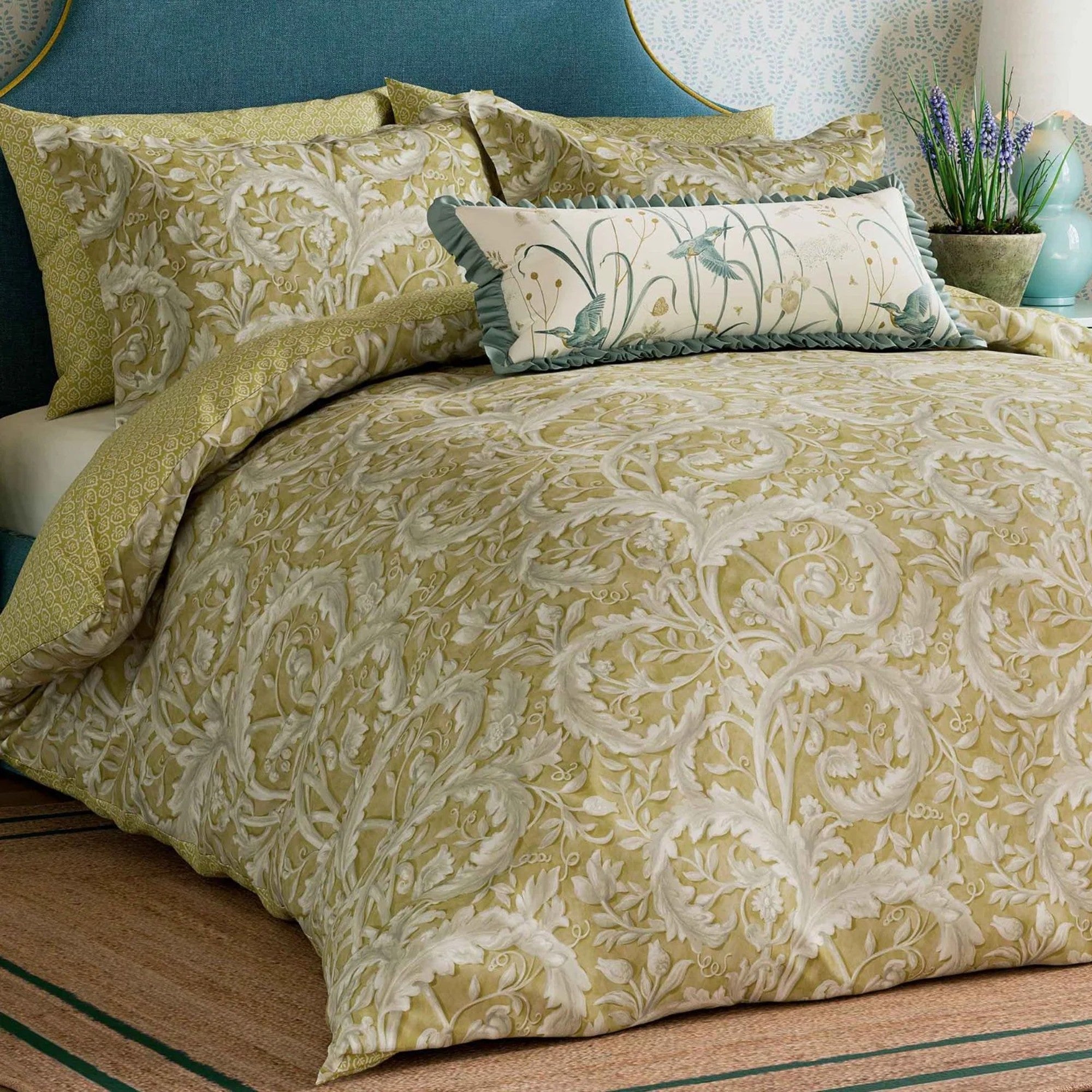 Sanderson "Tila Lime" Duvet Cover Set in Gold