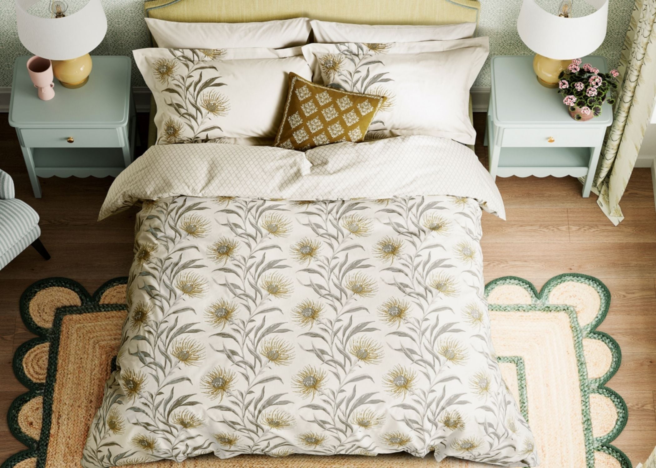Sanderson "Catherinae" Duvet Cover Set in Hay (Gold)