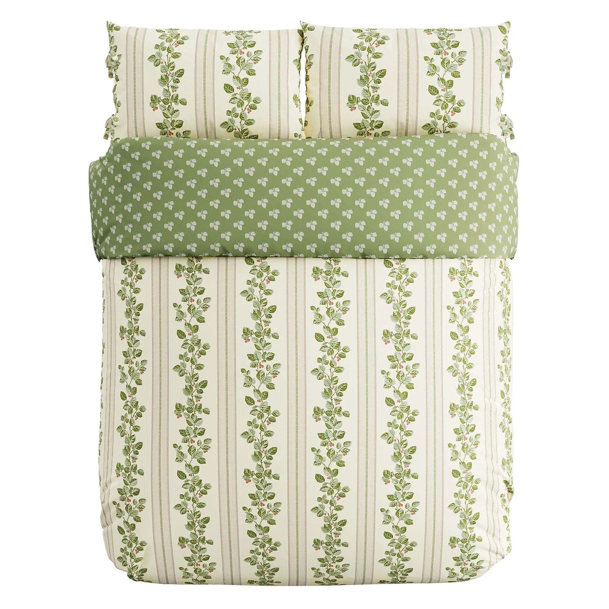 Cobnut Stripe Duvet Cover Set in Leaf Green