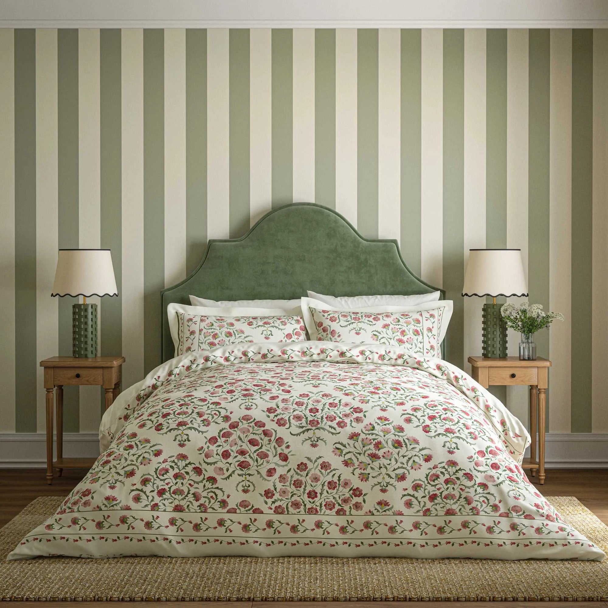 Ottoman Duvet Cover Set in Rose & Olive
