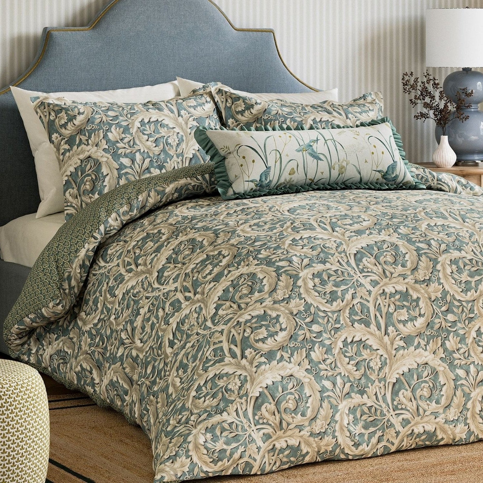 Sanderson "Tila Lime" Duvet Cover Set in Soft Teal