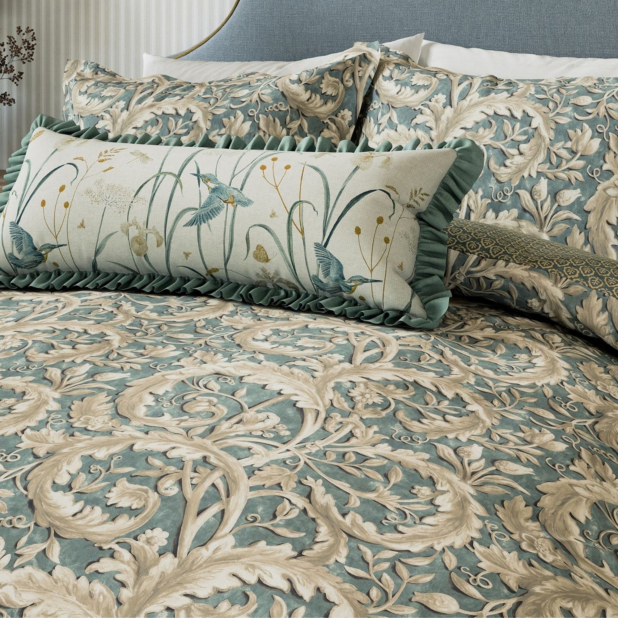 Sanderson "Tila Lime" Duvet Cover Set in Soft Teal