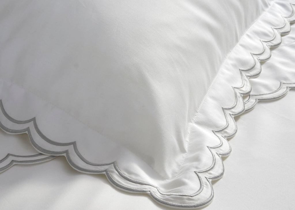 Christy "Scallop Edge" Filled Cushion in Silver