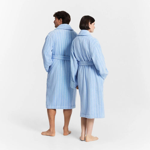 Aven Stripe Bath Robe in Skylight