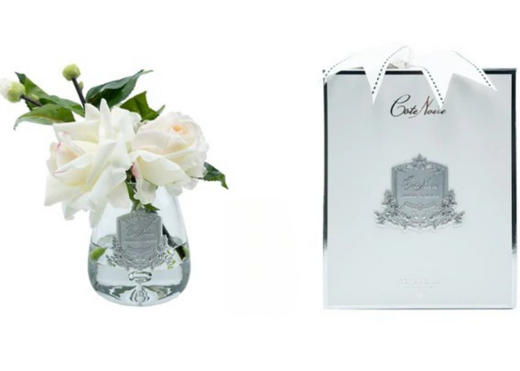 Linen Obsession"Tear Rose Bouquet" in Glass Vase – Artificial Silk Flowers