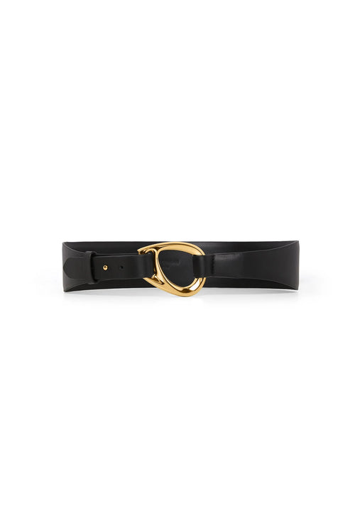 Bee Leather Belt in Black & Gold