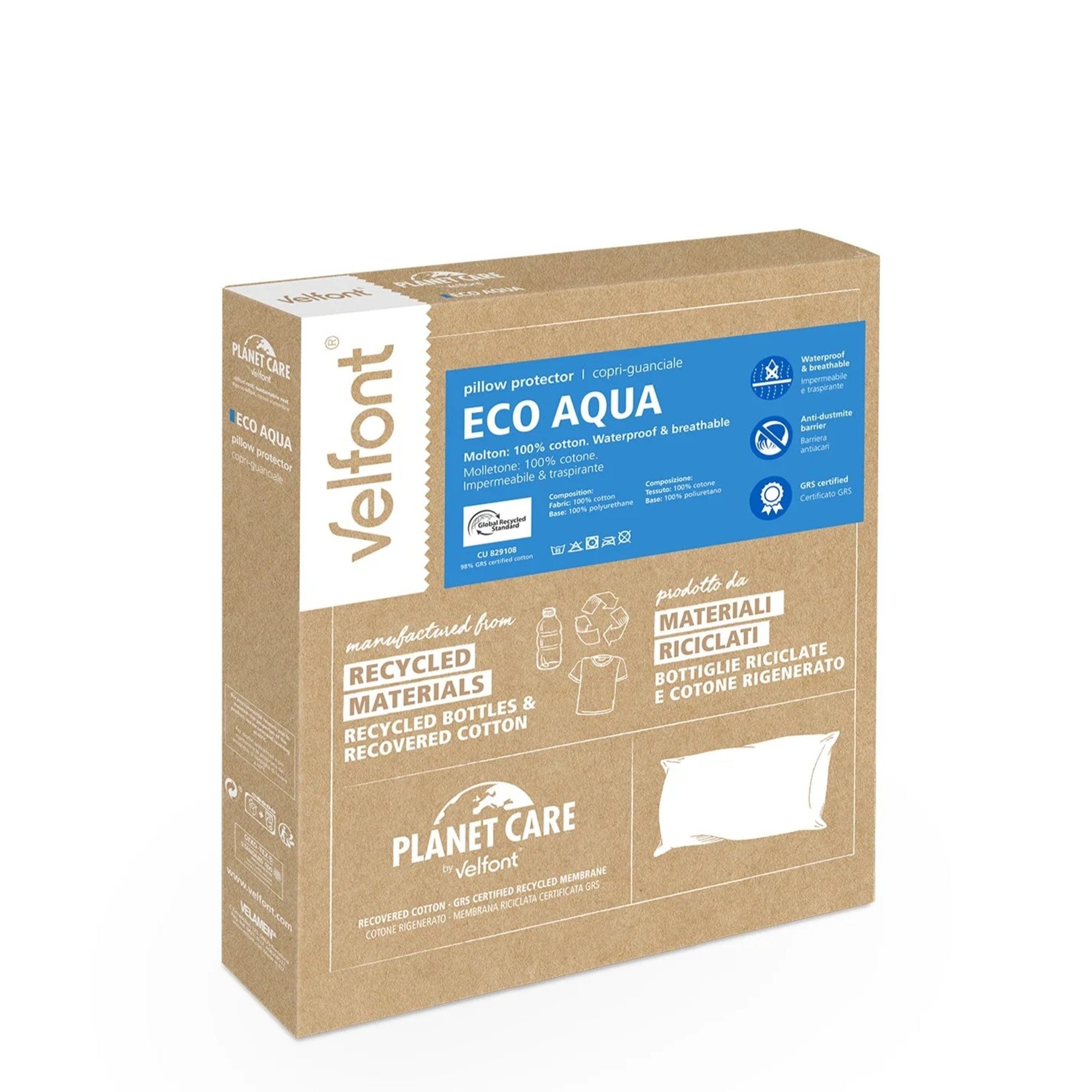 Velfont "Eco Aqua" Standard Pillow Protector in White