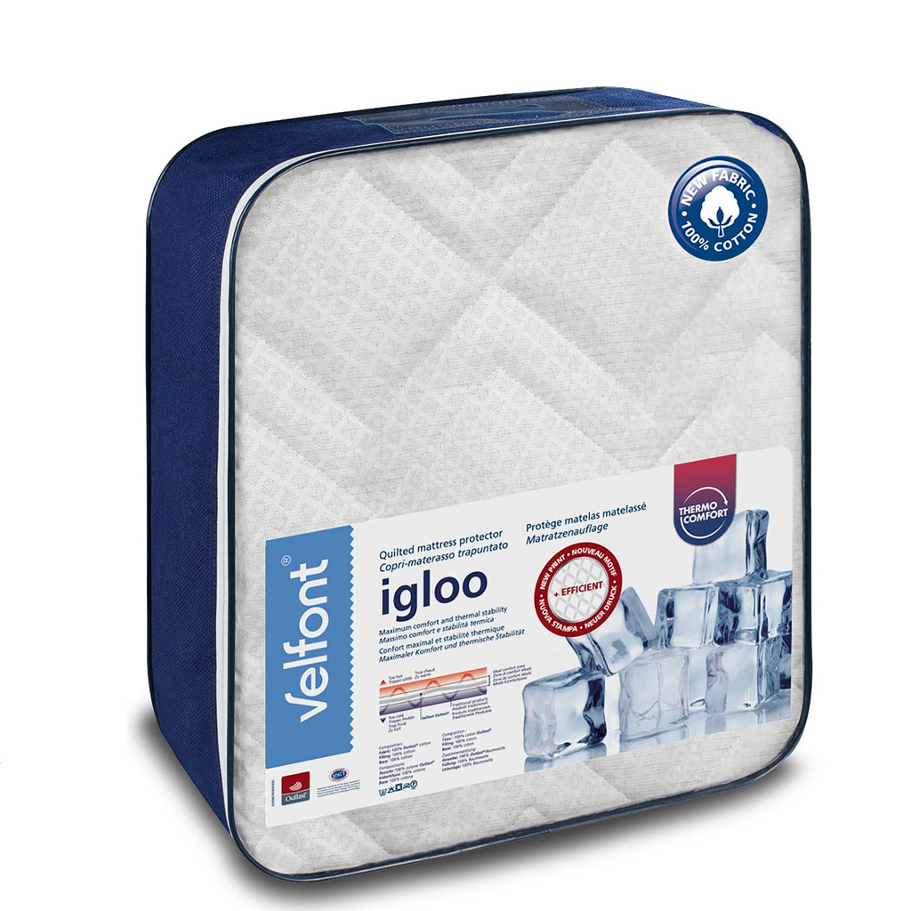 Velfont "Igloo" 100% Cotton Quilted Mattress Protector White