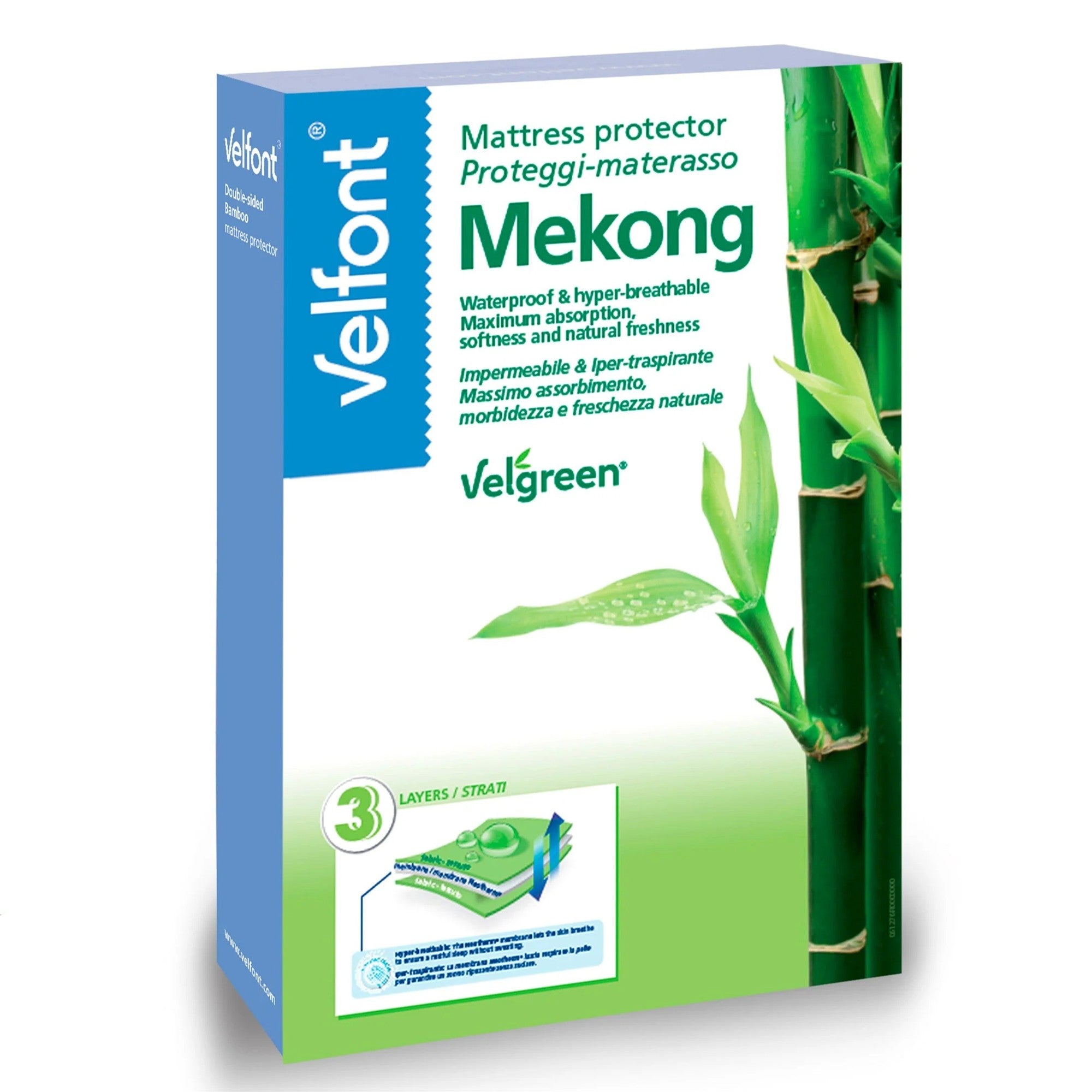 Velfont "Mekong" 3 Layer Mattress Protector White