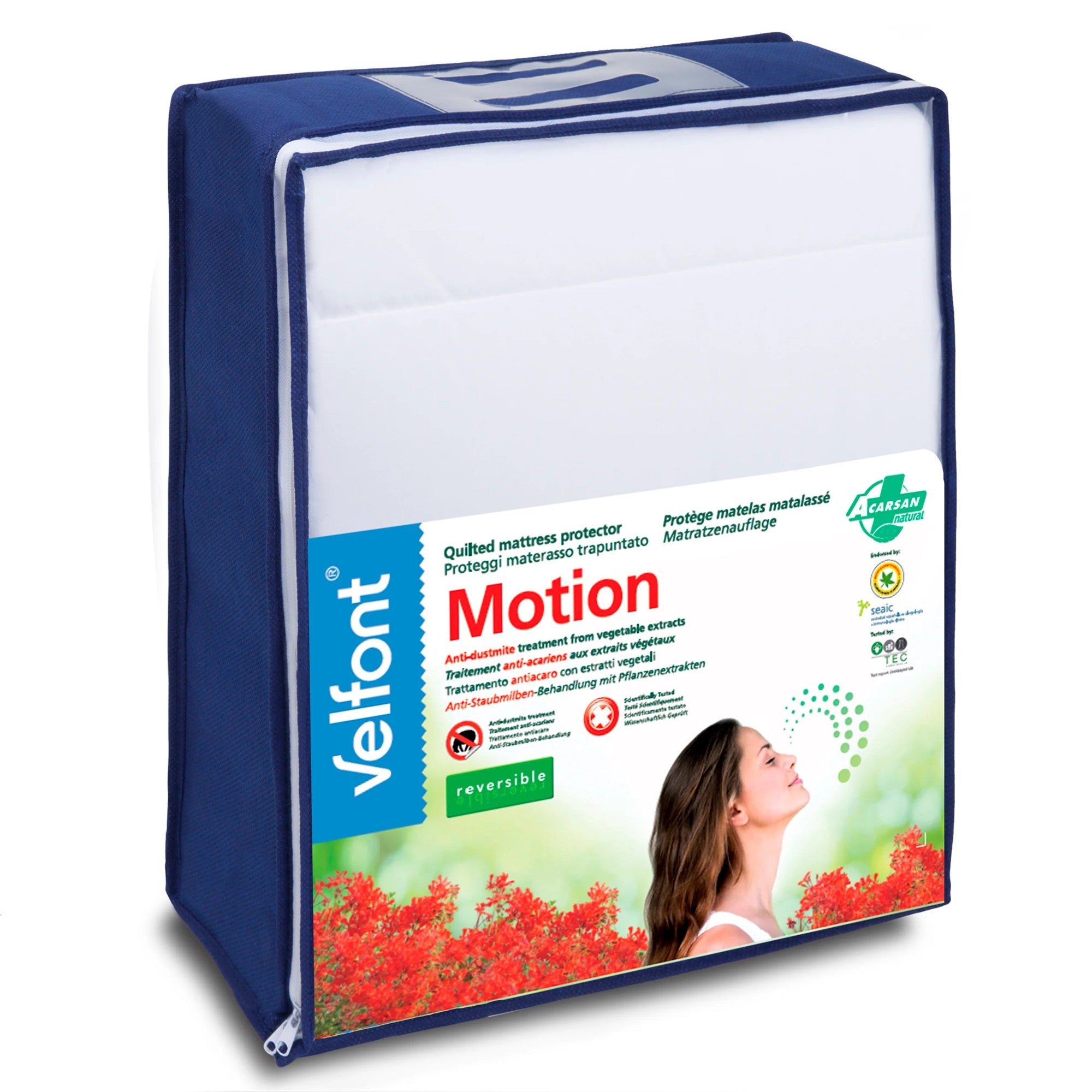 Velfont "Motion Reversible" Quilted Mattress Protector in White