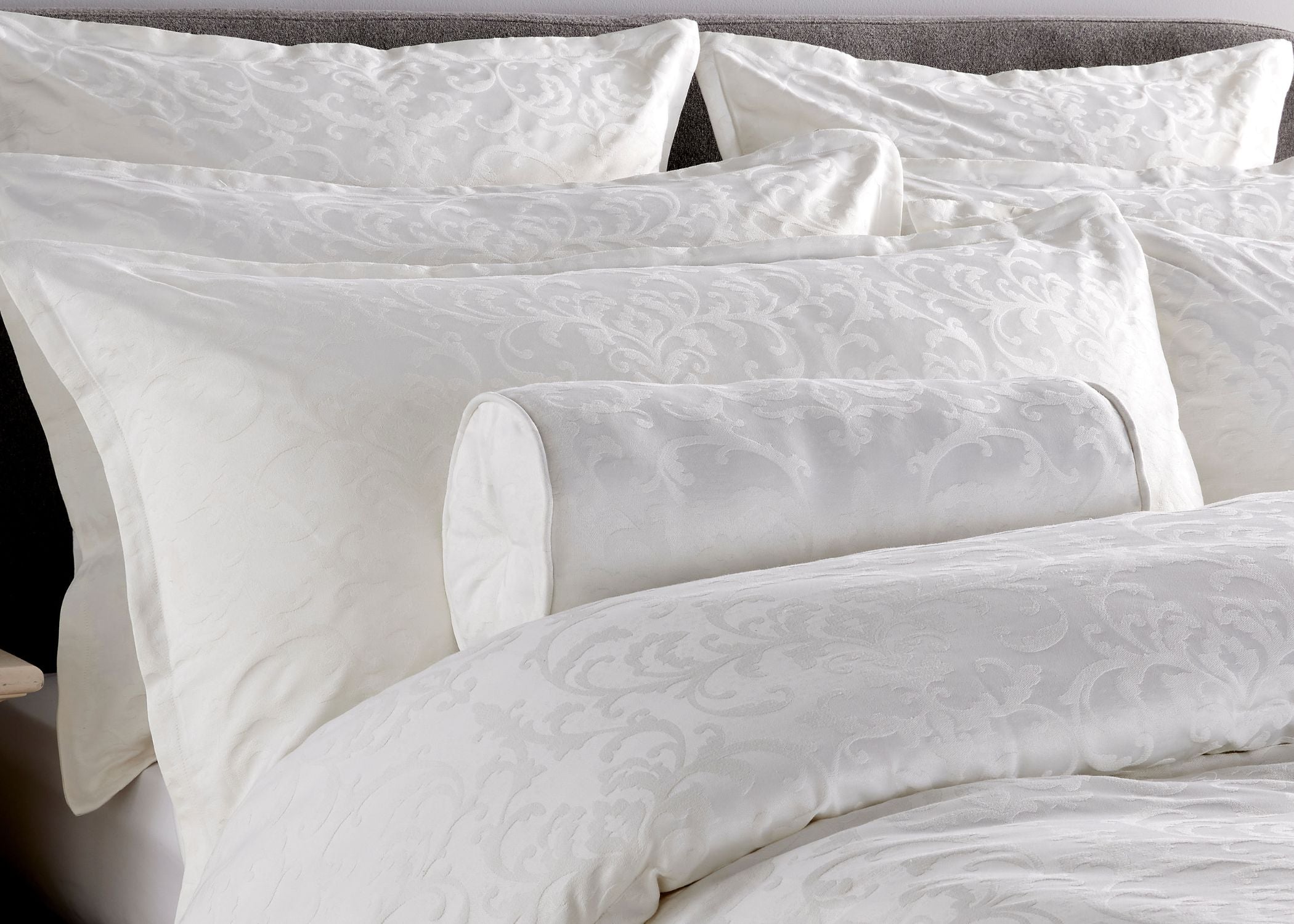 Christy "Venice" Jacquard Duvet Cover Sets in White