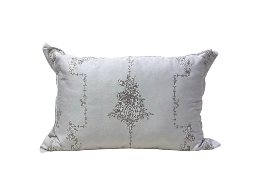 Christy "Ambroise Oyster" Filled Cushion in Cream / Silver