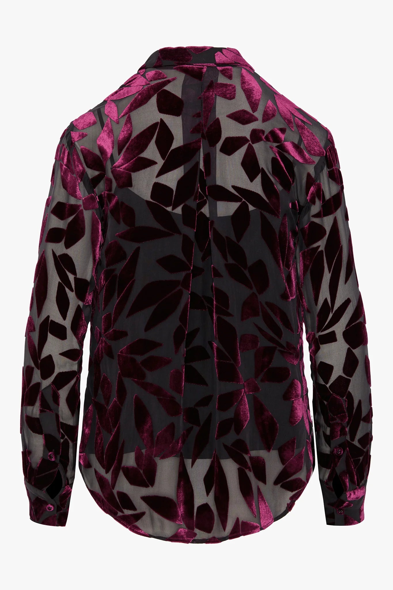 Jasper Conran "Idalia" Velvet Burn Out Shirt in Cerise Geo Pink