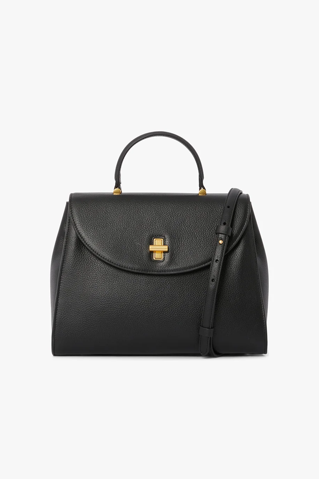 Jasper Conran "Gigi" Leather Top Handle Grab Bag in Black