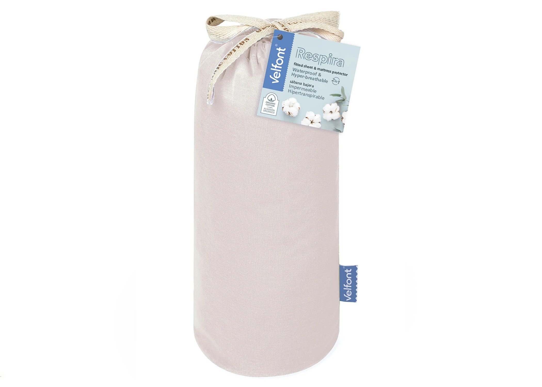 Velfont "Respira" 100% Organic Cotton Fitted Sheets in Cream